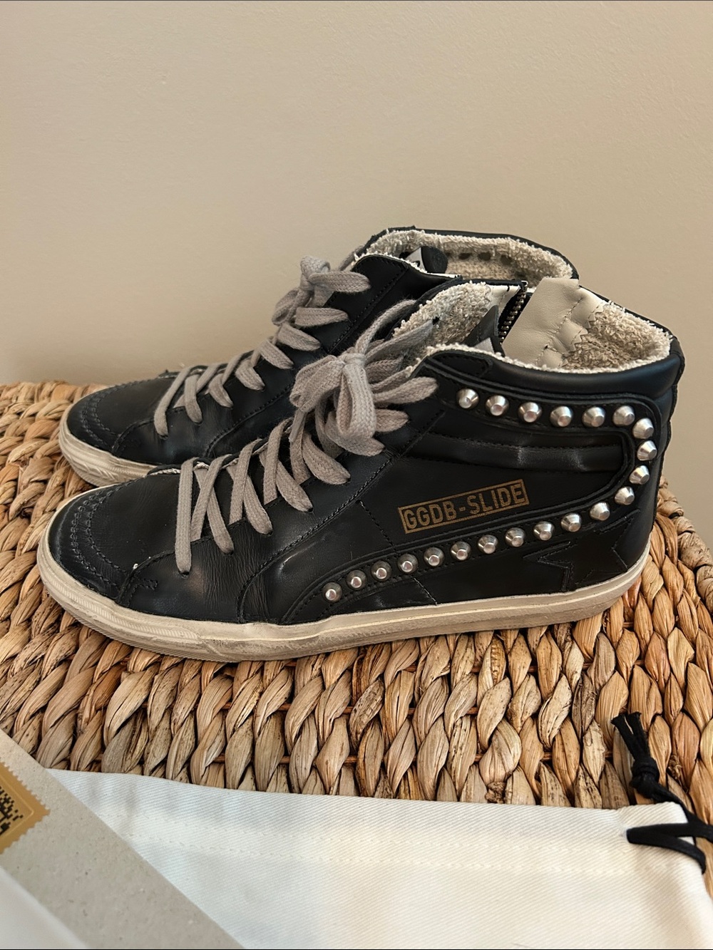Authentic Golden Goose Slide Black Stud Sneaker Size 37 GREAT DEAL!!